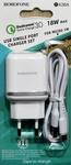 Адаптер Сетевой с кабелем Borofone BA36A High 1USB/5V/3A QC3.0 +micro USB (white)