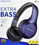 Наушники полноразмерные Borofone BO12, Extra Bass, беспроводные, bluetooth 5.0, AUX, цвет: синий