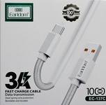 Кабель USB - Type-C Earldom EC-137C, 1.0м, круглый, 3,0А, силикон, цвет: белый