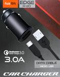 Блок питания автомобильный 1 USB FaisON A-20, EDGE, 3000mA, QC3.0, кабель микро USB 1.0м