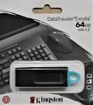 Флеш-накопитель USB 3.2  64GB  Kingston  DataTravele Exodia  чёрный/бирюзовый