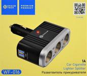 Разветвитель прикуривателя Dream WF-016 2USB 3 АЗУ 1А черный