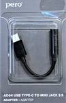 Адаптер PERO AD04 TYPE-C TO MINI JACK 3.5MM, черный