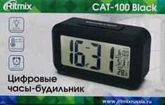Часы-будильник Ritmix CAT-100 черный, термометр