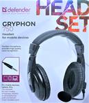 Гарнитура для смартфонов DEFENDER Gryphon 750 черный, 4-pin, кабель 2 м