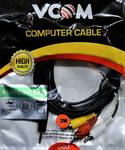 Кабель соединительный VCOM 3.5 Jack (M) / 3xRCA (M), стерео, аудио, 2 м.