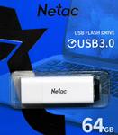 Флеш-накопитель USB3.0  64GB  Netac U185 белый с LED индикатором