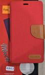 Чехол-книжка FaisON, Much, (4,8" - 5,3") , ткань, с окном и слайдером для камеры, цвет: красный
