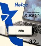 Флеш-накопитель USB  32GB  Netac  U185  белый с LED индикатором