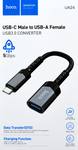 Переходник USB(f) - Type-C(m) HOCO UA24, цвет: серый