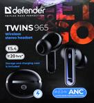 Наушники внутриканальные Defender 965, Twins, Bluetooth, TWS, кейс, цвет: чёрный