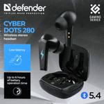 Наушники внутриканальные Defender 280, CyberDots, Bluetooth, TWS, кейс, цвет: чёрный