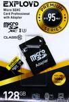 Карта памяти microSDXC 128Gb Exployd, Class10, UHS-1 Premium (U3) SD 95 MB/s, видео 4K,