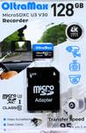 Карта памяти microSDXC 128Gb OltraMax, Recorder, Class10 U3, V30, 95MB/s, видеозапись 24/7