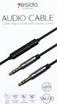 Кабель AUX, Jack 3,5mm(f) - Jack 3,5mm(f) Yesido YAU30, 1.2м, регулировка громкости, цвет: чёрный