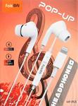 Наушники внутриканальные FaisON HP-PG3, Pop-Up,Bluetooth, кабель 8 pin, цвет: белый