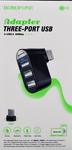 USB-концентратор Borofone DH3, 3 USB выхода, цвет: чёрный