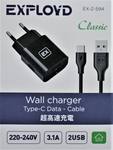 Сетевое ЗУ/Exployd/TYPE-C/3.1A/2.1А+1А/2хUSB/чёрный/Classic/EX-Z-594