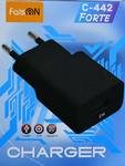 Блок питания сетевой 1 USB FaisON C-442, Forte, 2100mA, цвет: чёрный