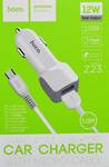 Адаптер Автомобильный с кабелем Hoco Z23 2USB/5V/2.4A +micro USB (white)