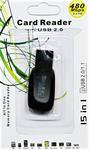 Кардридер для microSD, 025, USB 2.0, пластик, цвет: красный