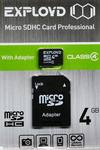 Карта памяти microSDHC 4Gb Exployd, Class4, с адаптером