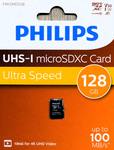 Карта памяти microSD 128Gb Philips, High Speed, Class10 UHS-I U3 V30 A1, R/W 100MB/s