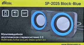Акустическая система Ritmix SP-2025 черная/синяя, 2x2,5Вт, 2.0