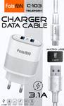 Блок питания сетевой 2 USB FaisON C-103, Teleport, 3,1A, кабель микро USB, цвет: белый