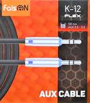 Кабель AUX, Jack 3,5mm(m) - Jack 3,5mm(m) FaisON K-12, Flex,  цвет: чёрный