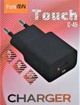 Блок питания сетевой 1 USB FaisON,C-45 Touch, 2400mA, пластик, цвет: чёрный