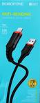 Кабель USB - 8 pin Borofone BX67, 1.0м, 2.4A, ткань, цвет: чёрный