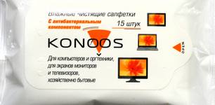 Салфетки для очистки техники Konoos KSC-15, влажные, для экранов, уп., 15 шт