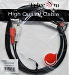 Кабель соединительный TELECOM 2xRCA (M) / 2xRCA (M), чёрный, 1.5 м.