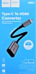 Переходник Type-C - HDMI HOCO HB21, круглый, ткань, алюминий, цвет: серый