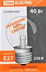 Лампа накаливания TDM "Шар прозрачный" 40 Вт-230 В-Е27